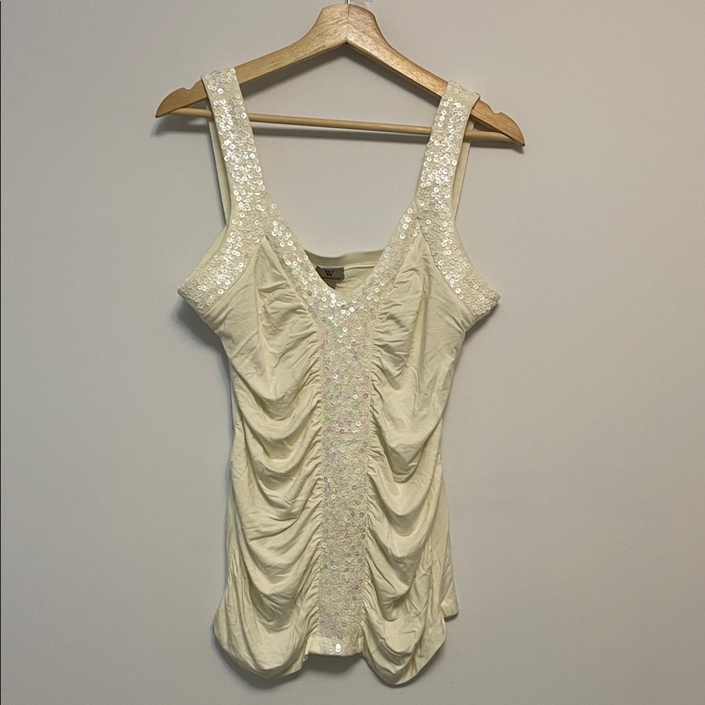 Worthington Cream Sequin Tank Top